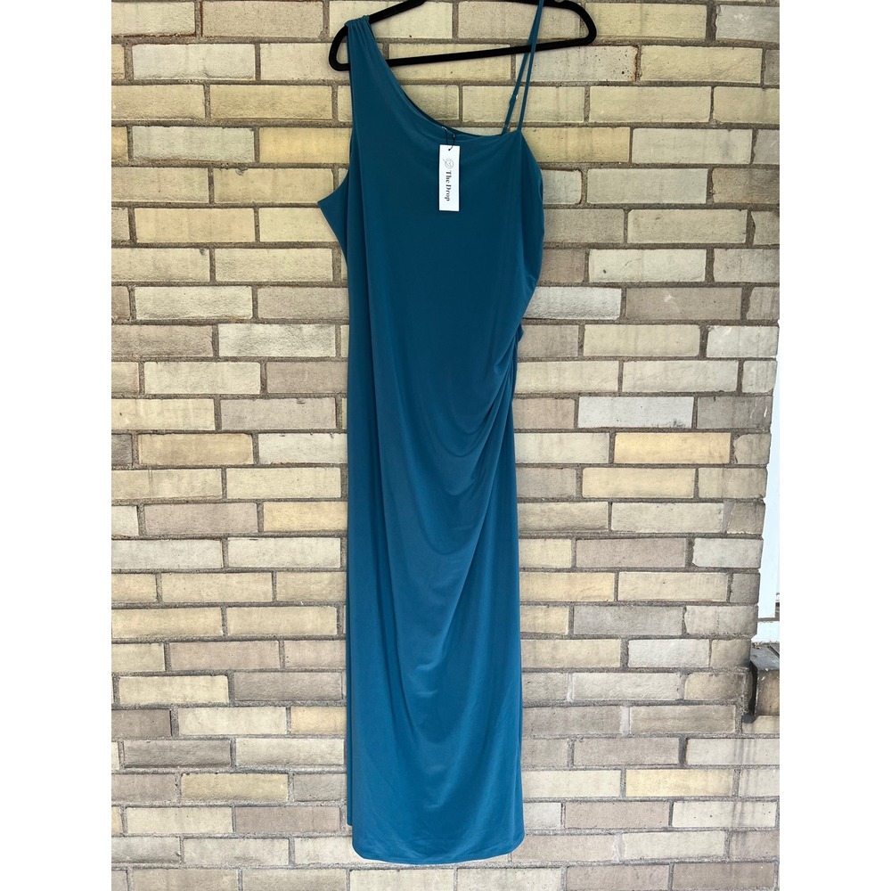 The Drop Lupita Legion Blue One Shoulder Side Slit Maxi Dress XL NWT - Picture 3 of 7
